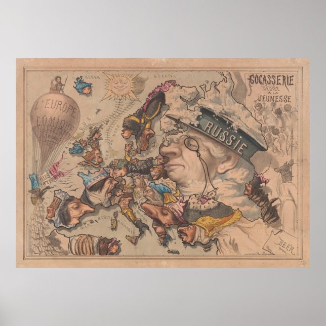 Affiche Carte politique de la vieille Europe (1867) (Devant)