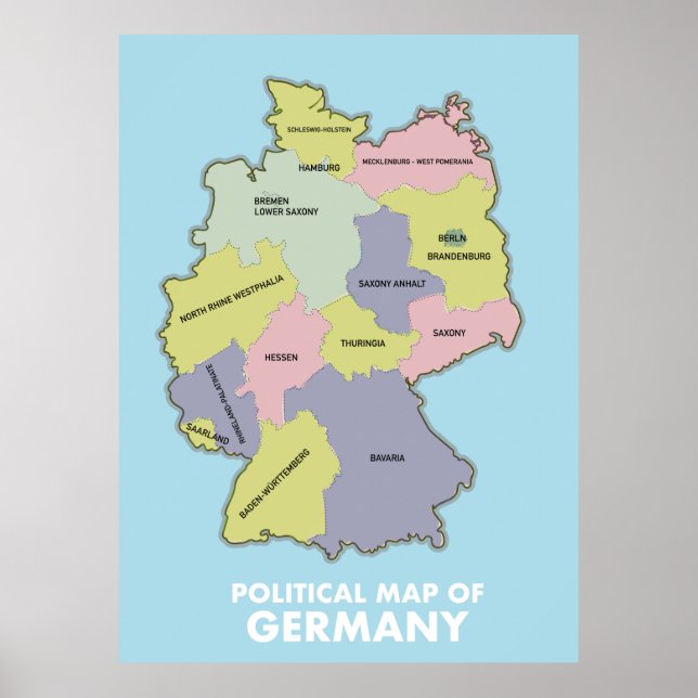 Affiche Carte politique de l'Allemagne (Devant)
