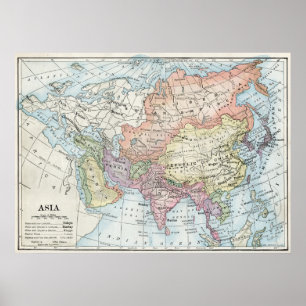 Affiche Carte politique de l'Asie (1916)