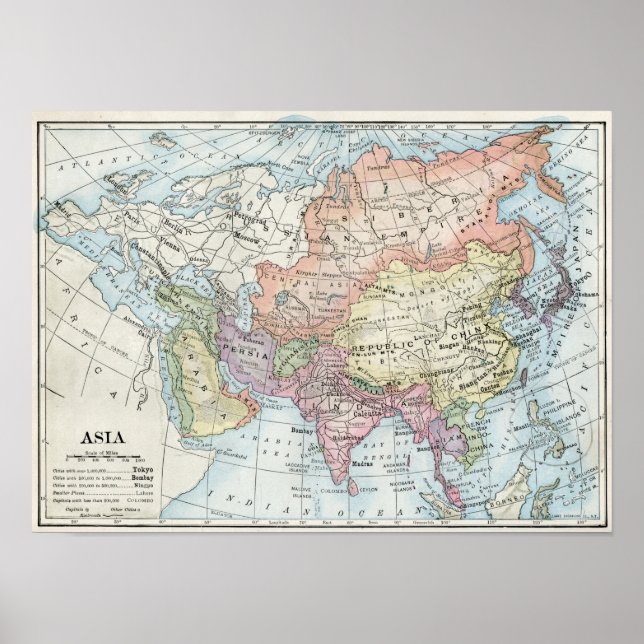 Affiche Carte politique de l'Asie (1916) (Devant)