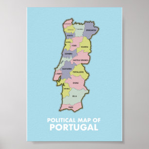 Affiche Carte politique du Portugal Tasse à café bicolore
