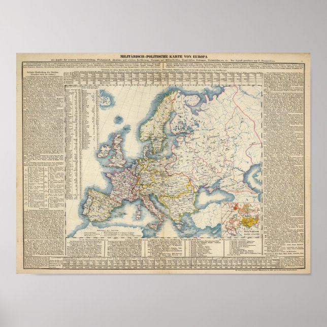 Affiche Carte politique militaire de l'Europe (Devant)