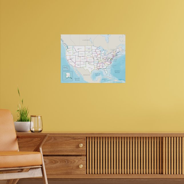 Affiche Carte politique numérique des États-Unis. (Salon 2)