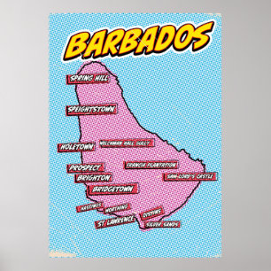 Affiche Carte Pop Art Illustrated Barbados