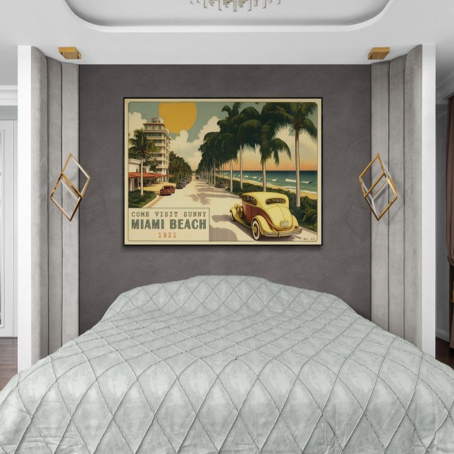 Affiche Carte postale 1920 Retro Miami Beach Ocean Drive (Créateur téléchargé)