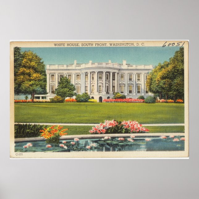 Affiche Carte postale ancienne de la Maison Blanche (Devant)