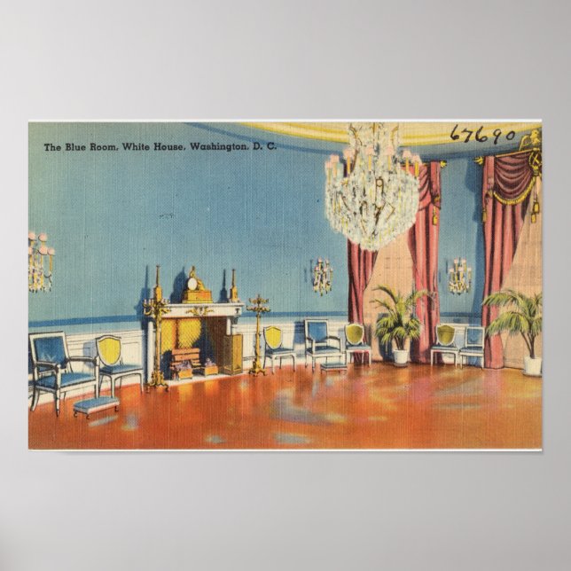 Affiche Carte postale ancienne, le salon bleu de la Maison (Devant)