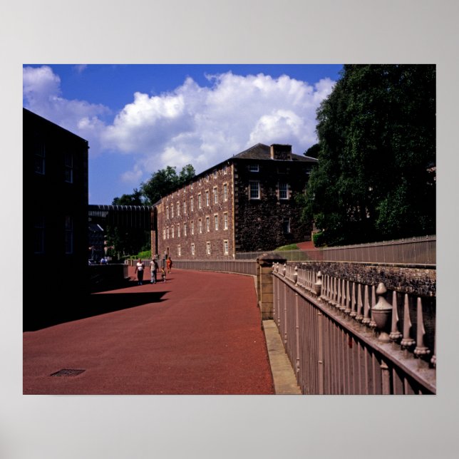Affiche Carte postale de la filature de coton à New Lanark (Devant)