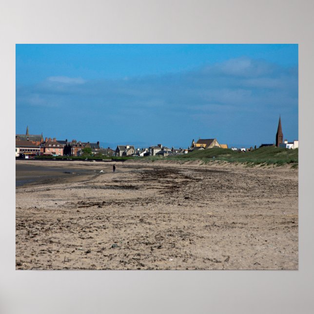 Affiche Carte postale de la plage de Troon en Écosse (Devant)