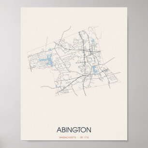 Affiche Carte postale de la rue d'Abington Massachusetts