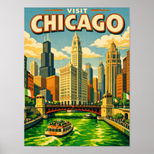 Affiche Carte postale de la Saint-Patrick sur la rivière d