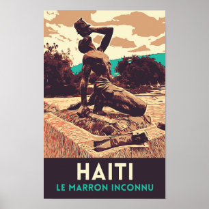 Affiche Carte postale de la statue de Haiti Marron inconnu