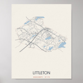 Affiche Carte postale de Littleton Massachusetts