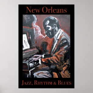 Affiche Carte postale de pianiste de jazz de La Nouvelle-O