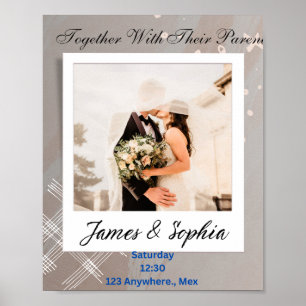 Affiche Carte postale Floral Coloré Faire-part de mariage