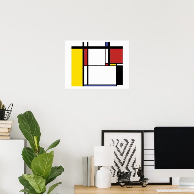 Affiche Carte postale Piet Mondrian (Bureau à domicile)