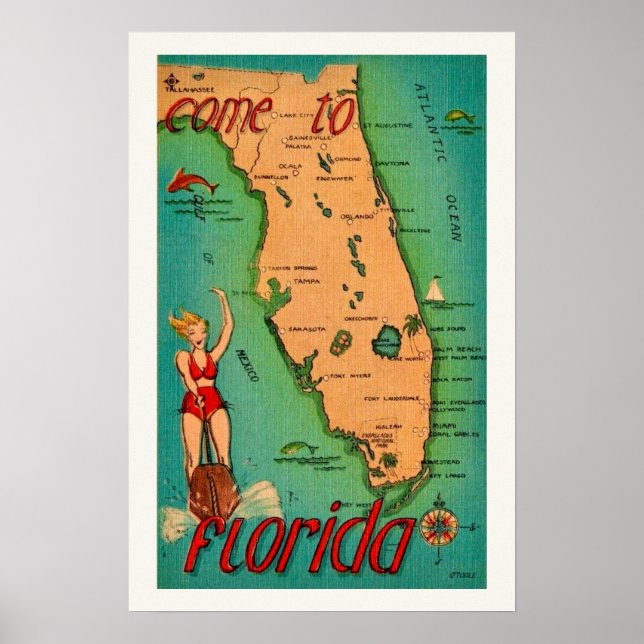 Affiche Carte postale Retro de Floride Imprimer (Devant)