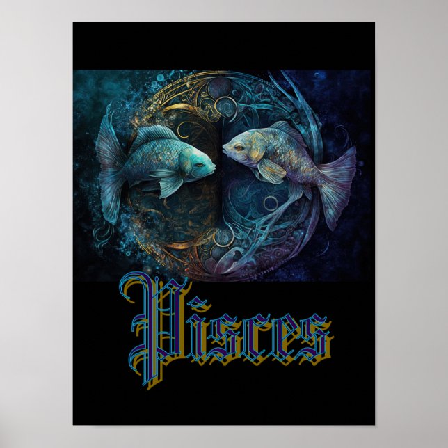 Affiche Carte postale SIGNE Zodiaque Pisces (Devant)