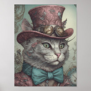 Affiche Carte postale Steampunk Kitty
