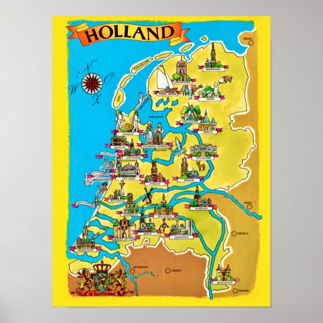 Affiche Carte postale vintage de Holland Imprimer (Devant)