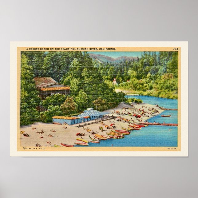 Affiche Carte postale Vintage de Russian River Beach (Devant)