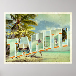Affiche Carte postale vintage de Tahiti