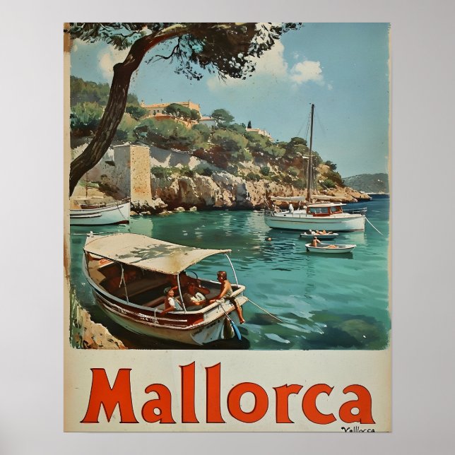 Affiche "Carte postale Vintage Mallorca Coastal Bliss" (Devant)