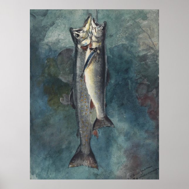 Affiche Carte postale vintage Winslow Homer Two Trout (Devant)