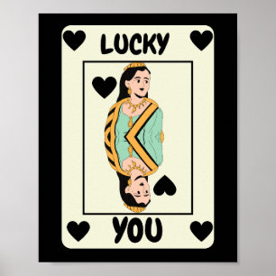Affiche Carte Queen Of Heart Black Ace Poster, Lucky You