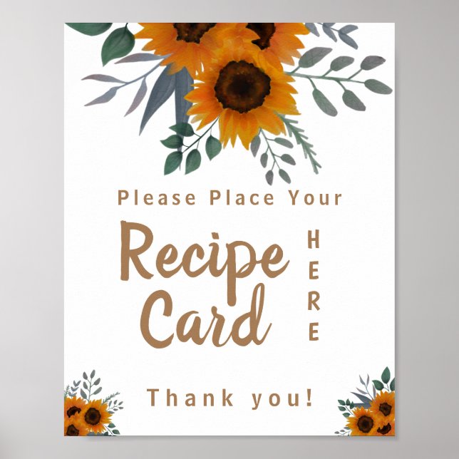Affiche Carte Recette Sunflower Place Ici Panneau Douche (Devant)