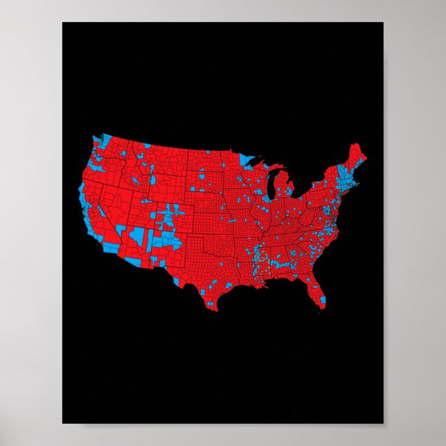 Affiche Carte Red Wave Des Etats-Unis Dans L'Élection Prés (Devant)