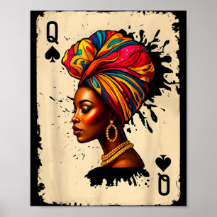 Affiche Carte Reine Mélanine Africaine Histoire Noire Fièr