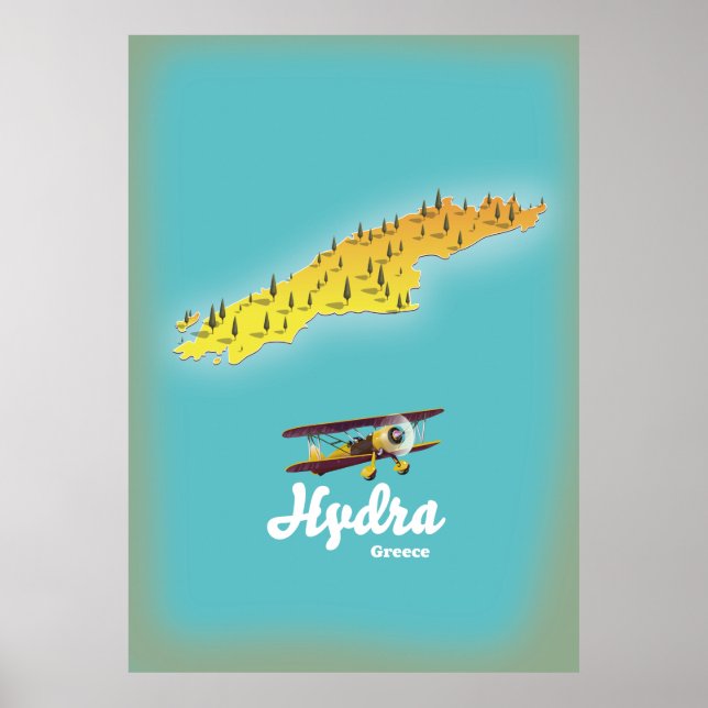 Affiche Carte rétro de Hydra Grèce (Devant)