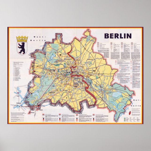 Affiche Carte Retro East/West Berlin (Devant)
