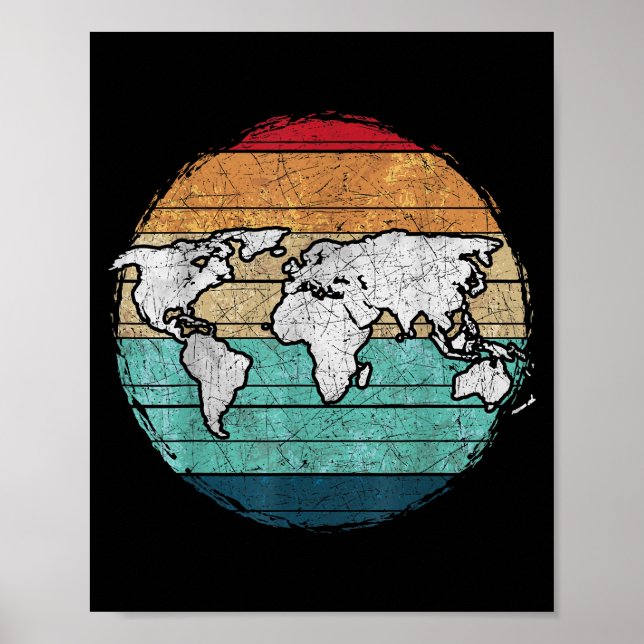 Affiche Carte Retro World (Devant)