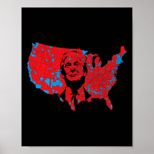 Affiche Carte Rouge De La Vague Américaine Dans Le Préside
