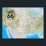 Affiche Carte Route 66<br><div class="desc">Carte de la Route 66 aux USA.</div>