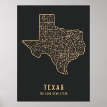Carte routière de l'état du Texas US - Carte de l'
