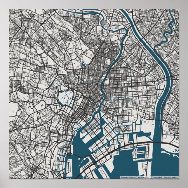 Affiche Carte routière de Tokyo (Devant)