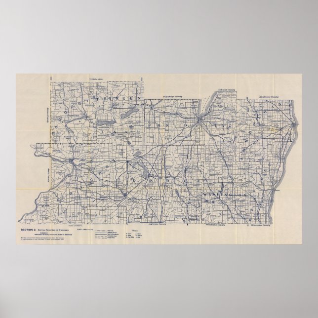 Affiche Carte routière de Vélo du Wisconsin 3 (Devant)