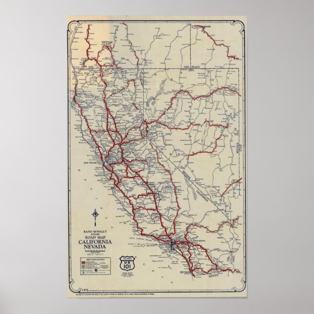 Affiche Carte routière junior Rand McNally Californie et N (Devant)