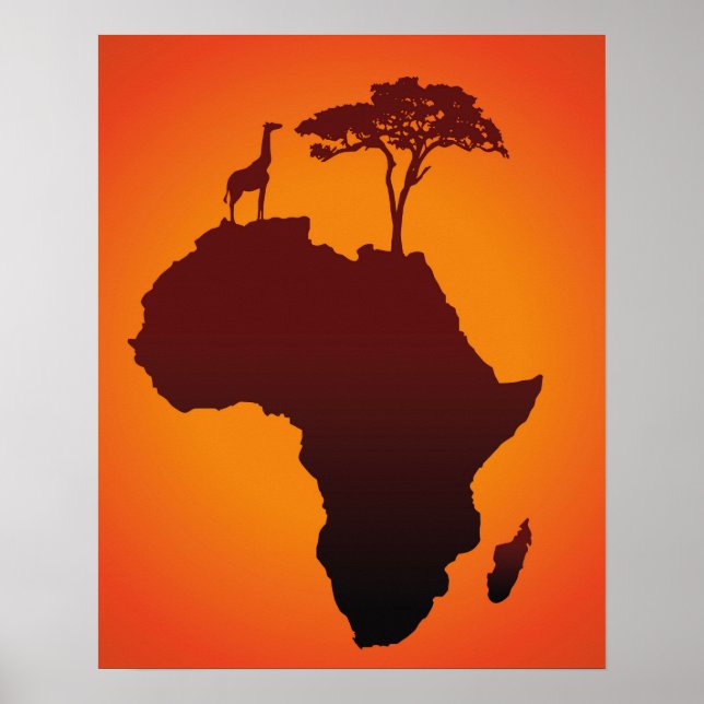 Affiche Carte Safari Africaine - Imprimer l'affiche (Devant)