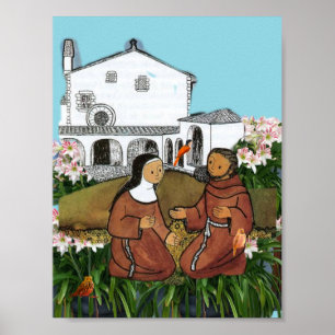 Affiche Carte Saint François et Saint Clare d'Assisi