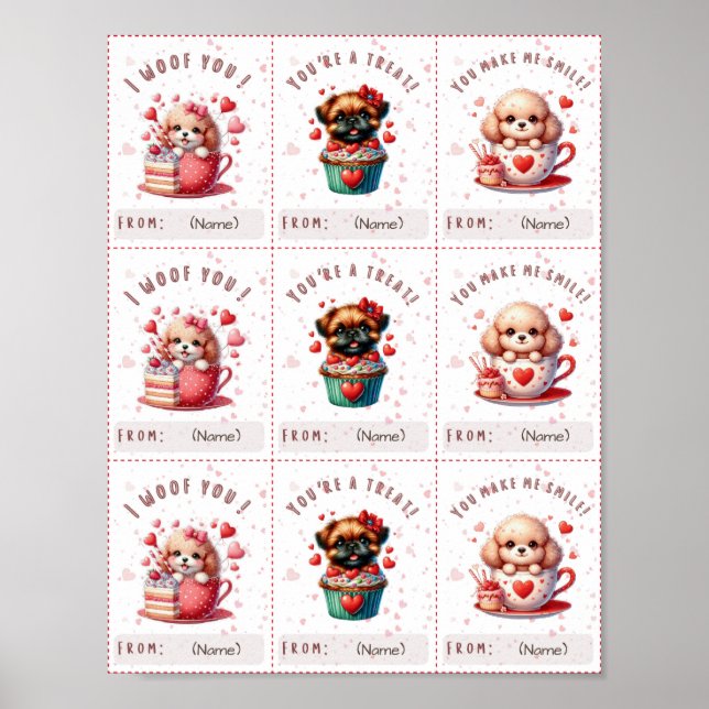 Affiche Carte Saint Valentin en classe mignonne imprimable (Devant)