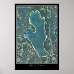 Affiche Carte satellite de Burt Lake Michigan