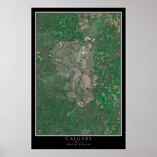 Affiche Carte satellite de Calgary Alberta (Devant)