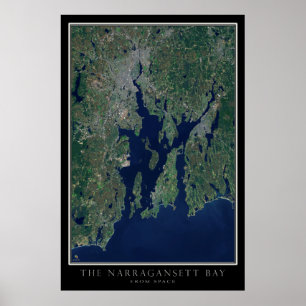 Affiche Carte satellite de la baie de Narragansett