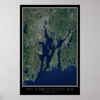 Affiche Carte satellite de la baie de Narragansett