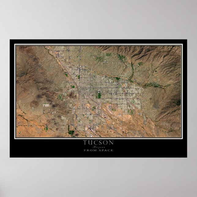 Affiche Carte satellite de l'affiche de Tucson Arizona (Devant)