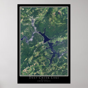 Affiche Carte satellite de l'affiche du lac Deep Creek Mar